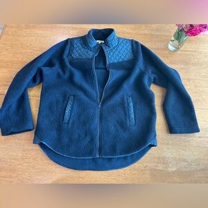 Madewell Quilted Navy Floral Trim Fleece Jacket - Medium